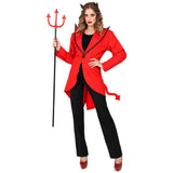 Woman wearing devil tailcoat costume