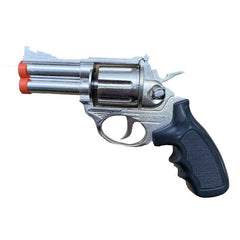 Die Cast 357 Magnum Cap Gun – 15cm silver cap gun with black plastic handle, compatible with 8-shot ring caps.