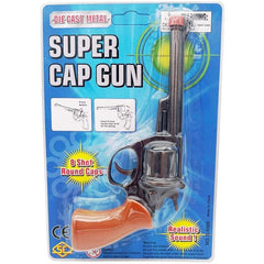 Die Cast Cowboy Cap Gun – 18cm die-cast metal toy gun with realistic sound effects, compatible with 8-shot ring caps