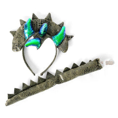 Dinosaur headband and clip-on tail set for kids' costumes and Book Week