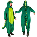 Adult Dinosaur Onesie Costume side and back views showing spikes and dinosaur tail