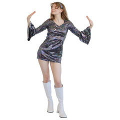 Disco Babe 70s style costume dress for adults front view