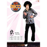 Black silver long sleeve 70s party shirt