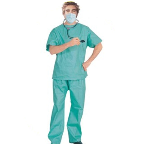 Doctors McDreamy Scrubs for adults, includes top, pants, mask and name tags.