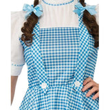 Dorothy deluxe costume teen adult size, elastic at waist, opens at back, puffy sleeves, high neckline.