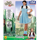 Dorothy deluxe teen and adult costume, licensed, traditional dress with full skirt and lace trim.
