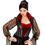 Vampiress wearing dracula necklace and rings set