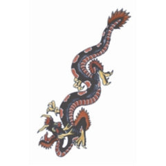 Vintage 1930 dragon temporary tattoo by Tinsley FX with traditional-style dragon design.