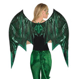 Metallic Green Deluxe Dragon Wings with Wire Frame – Amscan