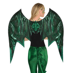 Metallic Green Deluxe Dragon Wings with Wire Frame – Amscan