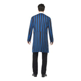 Duke of the Manor Costume, blue and black stripe jacket, faux shirt.