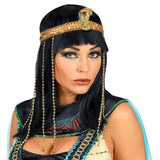 Black Egyptian style wig with beaded snake headband