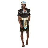 Egyptian King Adult Costume, Black tunic with decorative collar, belt and headdress.