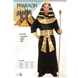 egyptina pharaoh mens cosutme dr toms, long black robe and gold accents includeing black/gold headdress