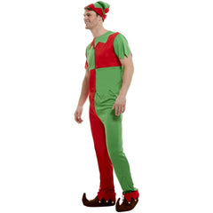 Red and green adult elf costume