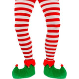 Elf-style shoe covers green with bells costume accessory