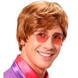 Elton wig in light auburn with short hair and fringe for rock and pop costumes