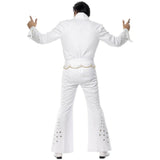 Elvis American Eagle Costume, White jumpsuit with red flare decorated with jewels.