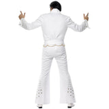 Elvis american eagle costume in white, belt with chain embellishment.