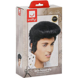Smiffy's Elvis Deluxe Wig packaging with a wig on a white background