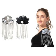 Beaded embellishment shoulder accessories with diamante and chain fringe