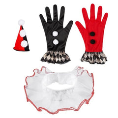 Evil harlequin accessory set with mini hat ruff and gloves