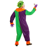 Back view of evil joker jumpsuit and mask