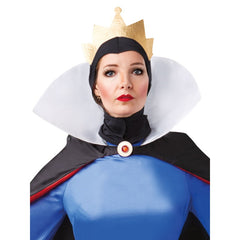 Evil Queen Adult Disney Costume, long dress with bell sleevess, black  cloak with high collar and hight collar, snood with foam crown.