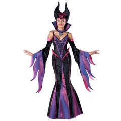 Evil sorceress costume hire Brisbane with velvet gown and embroidered headpiece