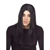 Evildoer Long Black Straight Wig - Adult, chest length straight wig with centre part.