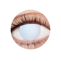 EyeFX Blind White cosmetic contact lenses covering iris and pupil