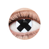 EyeFX Dead Cross white contact lenses with black cross design – 12 month reusable