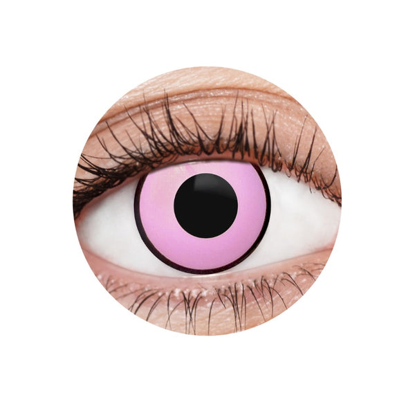 EyeFX Pink Manson Contact Lenses & Case, pink with black outer rim.