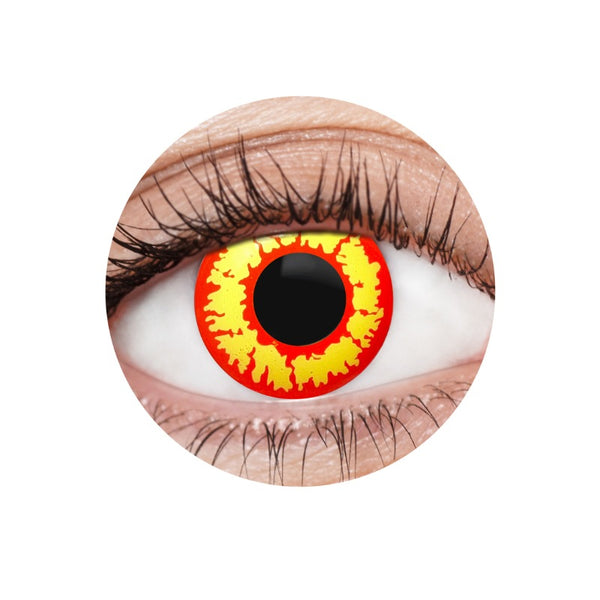 EyeFX Werewolf 11 Contact Lenses & Case, orange and yellow.