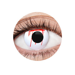 EyeFX White Slash contact lenses with red slash and case