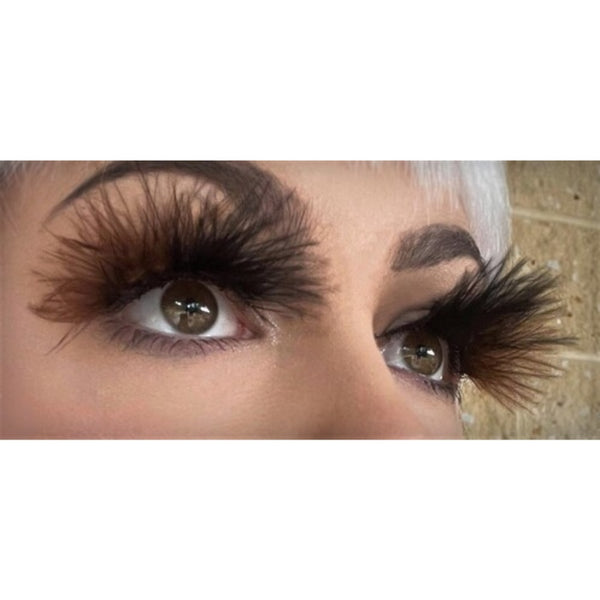 Eyelashes - Black/Brown Fluffy, long with a tube of glue.