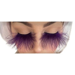 Eyelashes - Floating Purple Feathers, long, floatie and made from marabou feathers.