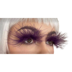 Eyelashes - Floating Purple Feathers, long, floatie and made from marabou feathers.
