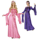 Fair Maiden velvet medieval dress with gold bodice lacing and flowing sleeves