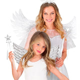 Woman and child using the silver fairy wand