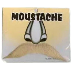 Fake moustache B0015 in black, blonde, brown and grey with adhesive backing for costume use.