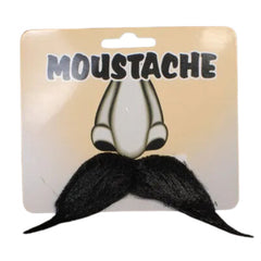 Fake moustache B0015 in black, blonde, brown and grey with adhesive backing for costume use.
