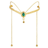 Elf costume diadem headpiece with green jewel