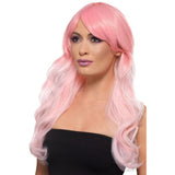 Long pink ombre wig – heat-resistant synthetic fibre, ideal for witches, Halloween costumes, anime characters, and cosplay events.