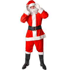 Red Father Christmas Santa costume with full accessories