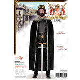 Black medieval cape with long faux fur trim