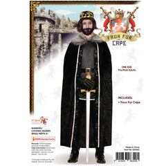 Adult medieval cape with grey faux fur collar