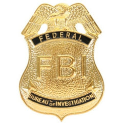 Gold-look FBI costume badge with brooch backing