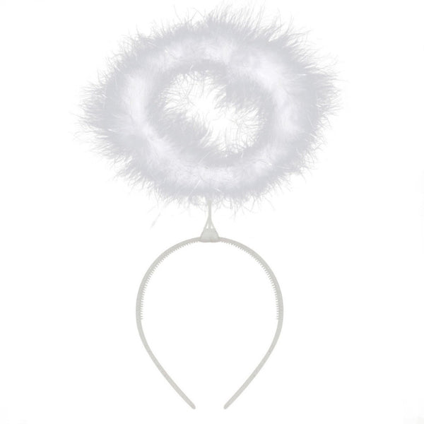 White Feather Halo – soft angel headpiece for Christmas or angel costumes.