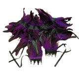 Feather shawl and wrist cuffs in assorted colours – perfect for witches or festival wear